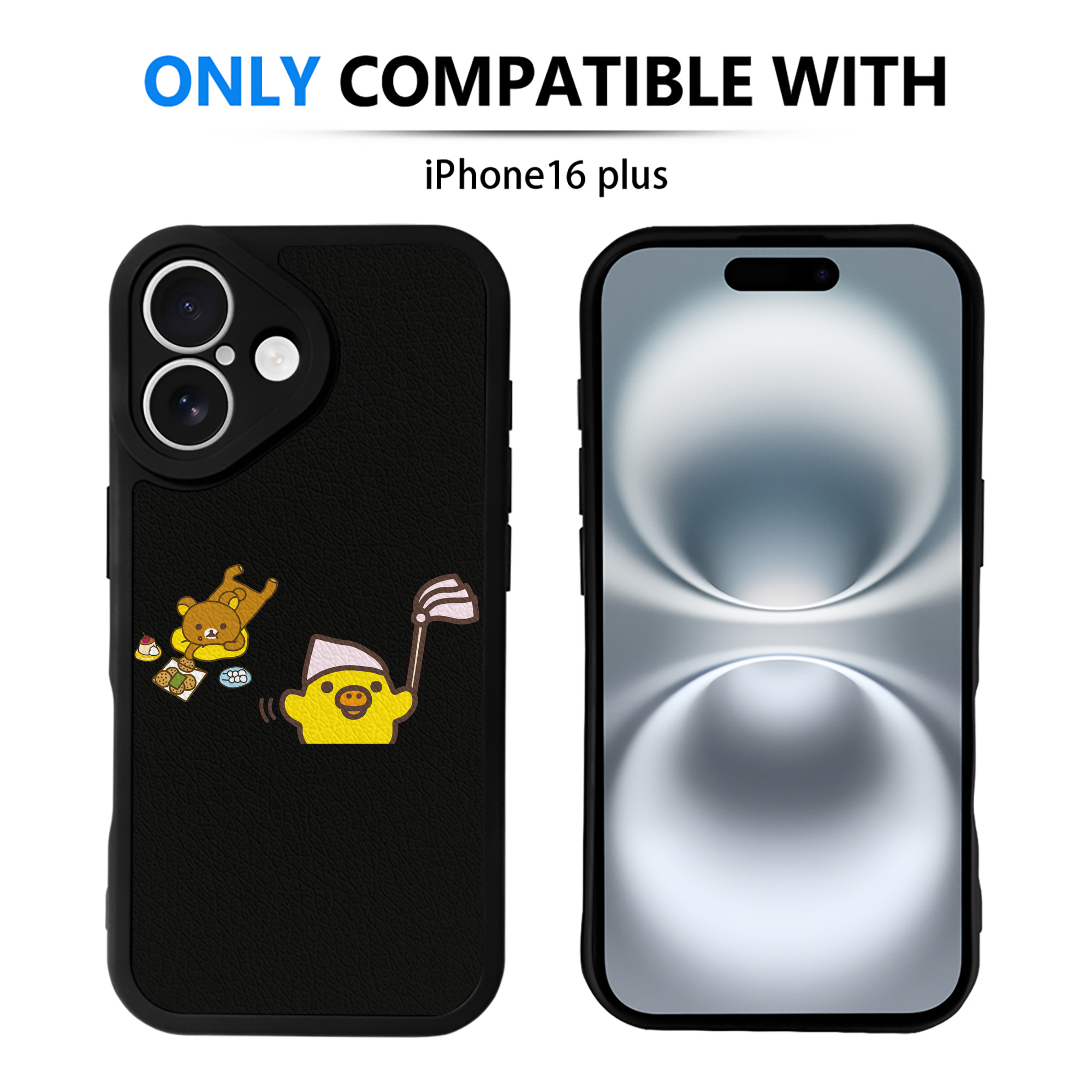 （画像用） リラックマ リラックマ キイロイトリ Rilakkuma Korilakkuma Kiiroitori 【iPhone 16シリーズ対応】シリコンスマホケース（レザー調） 材質：シリコン